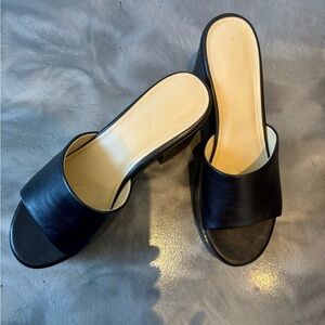 Marc Fisher Black Leather Summer Mules Sandals sz 9